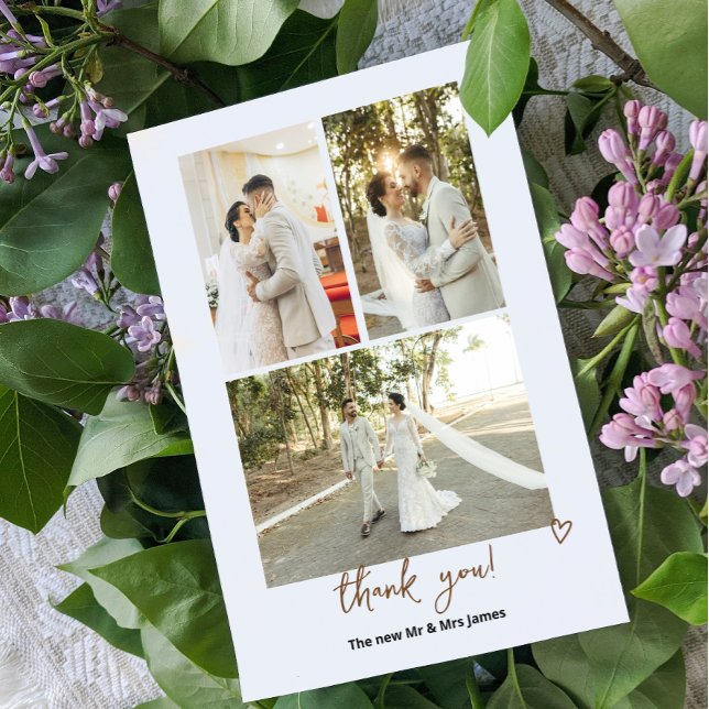 Carte De Remerciements 4 Photographies Mariage personnalisé (Nothing Fancy Just Love Thank you cards from Ricaso. Add 4 photos and your own message)