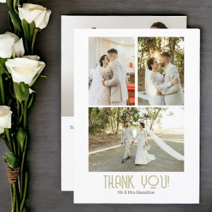 Carte De Remerciements 4 Photographies Mariage personnalisé