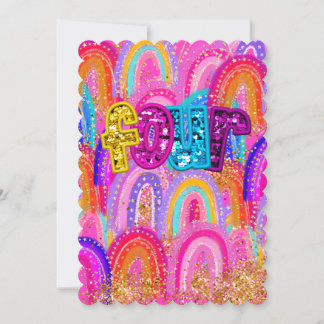 Carte De Remerciements 4ème Anniversaire Sequins Arc-en-ciel