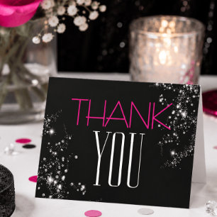 Carte De Remerciements 50 ans et fabuleux Anniversaire rose noir paillett