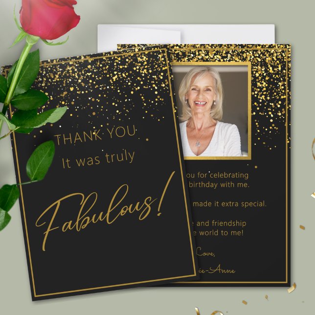 Carte De Remerciements 50 Fabuleux Anniversaire Gold Black Parties scinti (Créateur téléchargé)