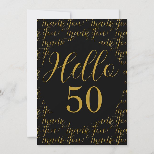 Carte De Remerciements 50e anniversaire Black Gold Anniversaire (Devant)