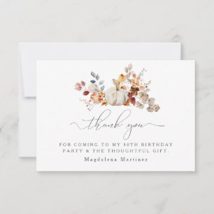 Carte De Remerciements 50e anniversaire Citrouille automne Fleur plat per