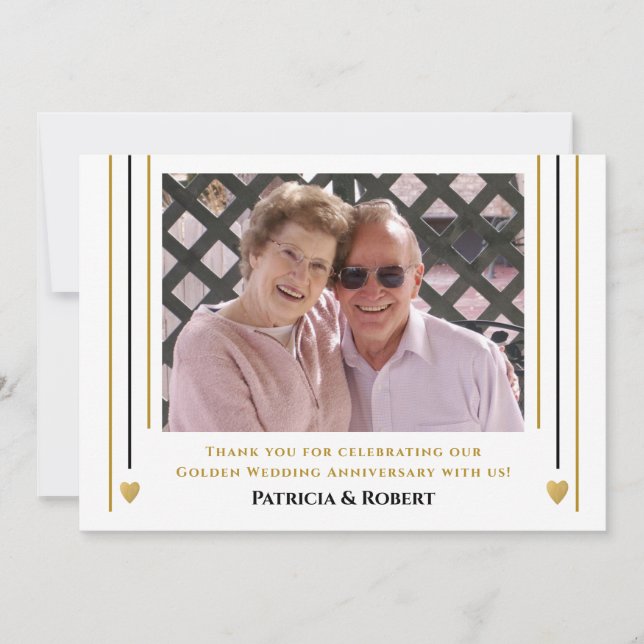 Carte De Remerciements 50e anniversaire de Mariage d'or Photo (Devant)