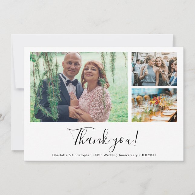 Carte De Remerciements 50e anniversaire du Mariage photo Collage Love Tha (Devant)