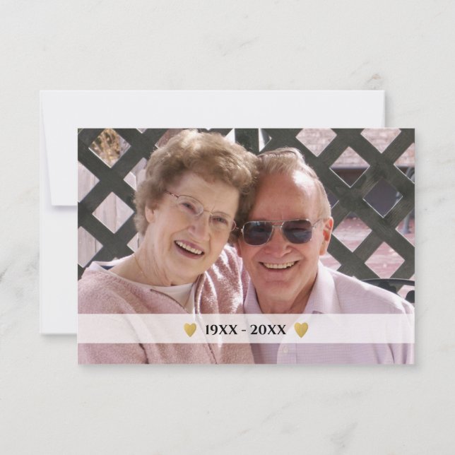 Carte De Remerciements 50e anniversaire Photo Mariage d'or (Dos)