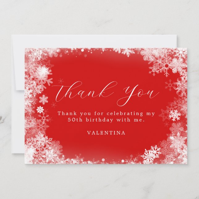 Carte De Remerciements 50e Anniversaire Wonderland Snowflake Red (Devant)