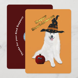 Carte De Remerciements 5 X 7 Po. Halloween plat Samoyed