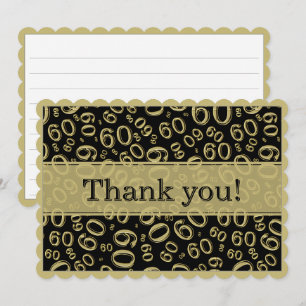 Carte De Remerciements 60 "Merci !" Motif de nombres Noir/Or