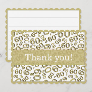 Carte De Remerciements 60 "Merci !" Motif de nombres or/blanc