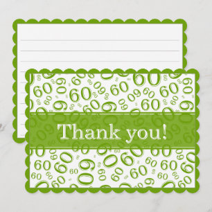 Carte De Remerciements 60 "Merci !" Motif de nombres vert/blanc