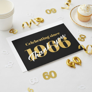 Carte De Remerciements 60e anniversaire 1966 Rétro Noir Et Or