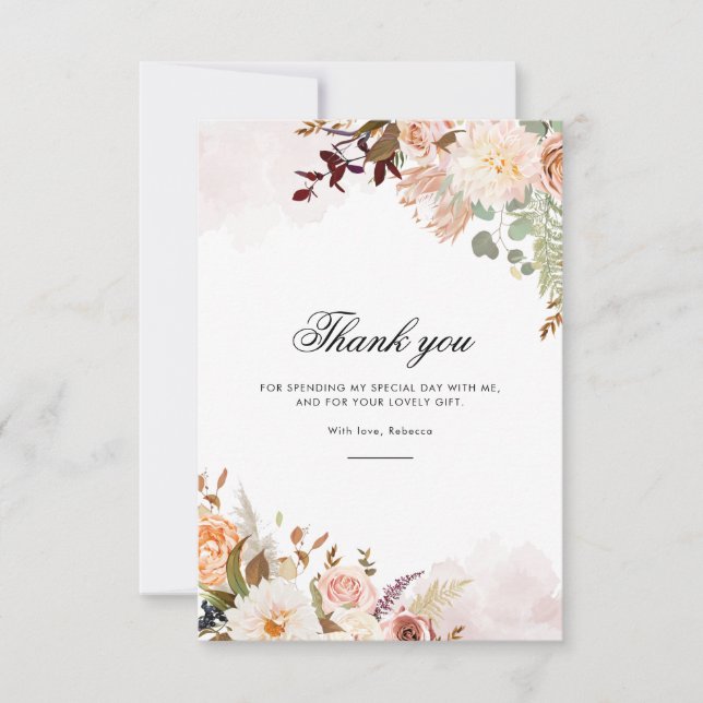 Carte De Remerciements 60e anniversaire Floral Aquarelle Script (Devant)