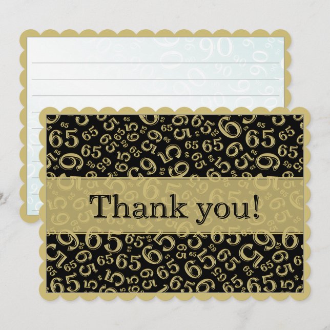 Carte De Remerciements 65 "Thank you!" Black/White Number Pattern (Devant / Derrière)