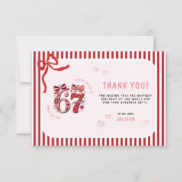 Carte De Remerciements 6 7 Birthday for Girls, Pink Kids 7th Birthday