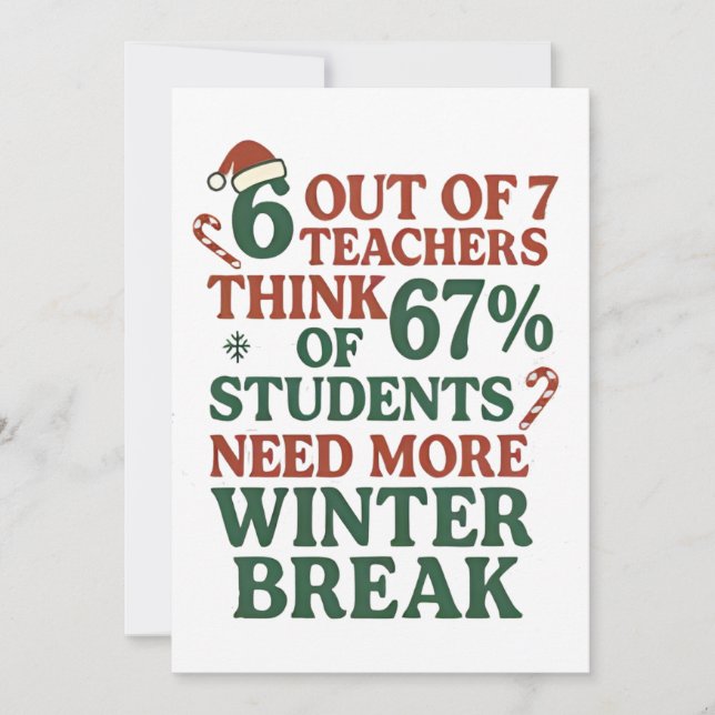 Carte De Remerciements 6 7 Teacher Six Seven 67 Santa Gen Alpha  (Devant)