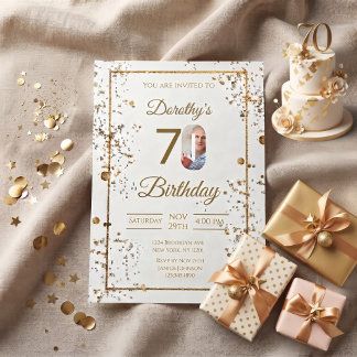 Carte De Remerciements 70e anniversaire élégant fête dorée