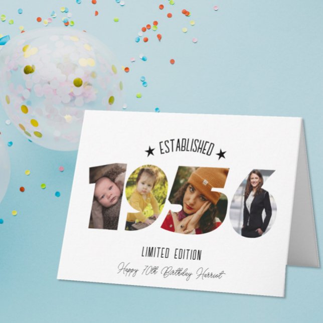Carte De Remerciements 70th birthday Photo Collage established 1956 (Créateur téléchargé)