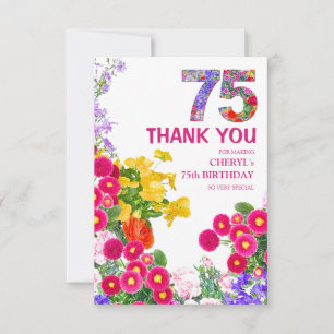Carte De Remerciements 75 Ans Elegant Garden Floral – 75e Anniversaire