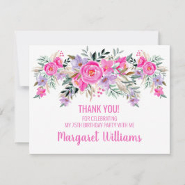 Carte De Remerciements 75e anniversaire rose floral