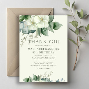 Carte De Remerciements 80e anniversaire floral élégant