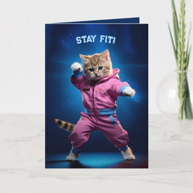 Carte De Remerciements 80s Gym Kitten (Devant)