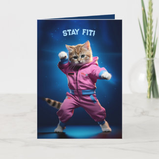 Carte De Remerciements 80s Gym Kitten