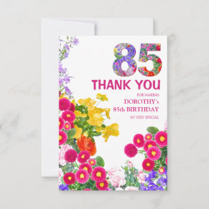 Carte De Remerciements 85 ans Elegant Garden Floral – 85e anniversaire