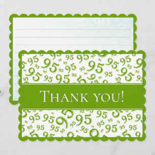 Carte De Remerciements 95 "Merci !" Motif de nombres vert/blanc