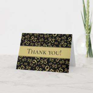 Carte De Remerciements 95ème "Merci !" Motif de nombre aléatoire or/noir