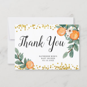 Carte de remerciements à Baby shower jumeau Orange
