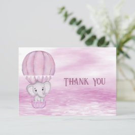 Carte de remerciements à ballon à air chaud rose E