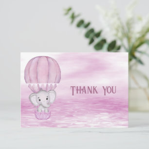 Carte de remerciements à ballon à air chaud rose E