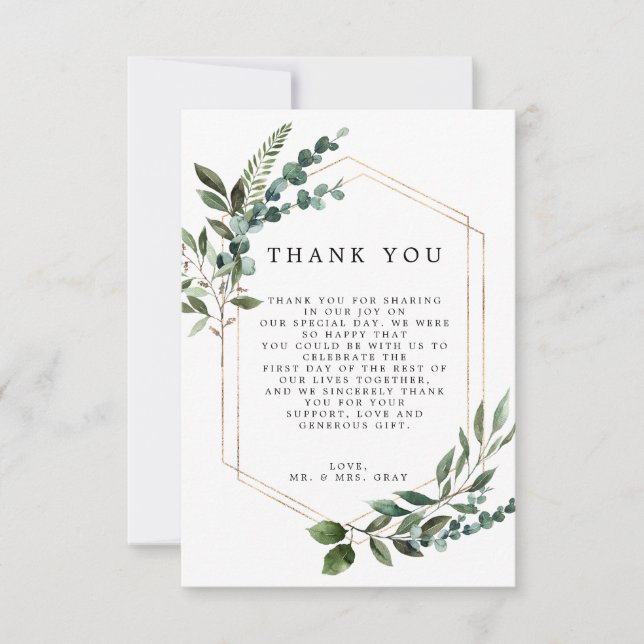 Carte de remerciements à cadre fleuri (Devant)