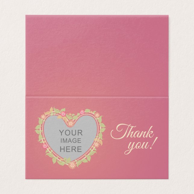 Carte de remerciements à cadre fleuri en forme de  (Outside Unfolded)
