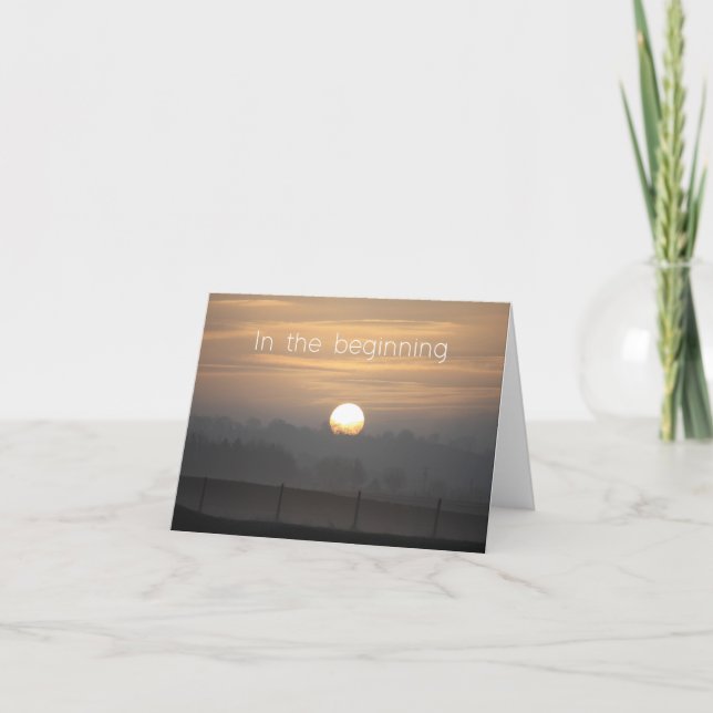 Carte De Remerciements A card with the words 'In the beginning' (Devant)