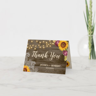 Carte de remerciements à cordes de tournesol en de