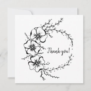 Carte de remerciements à couronne florale, dessiné