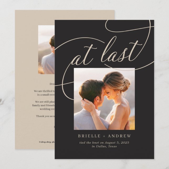 Carte De Remerciements À Dernier Mariage de couleur modifiable (Devant / Derrière)