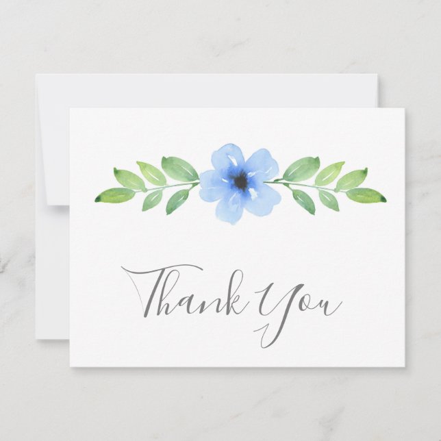 Carte de remerciements à eau bleu floral Swag (Devant)