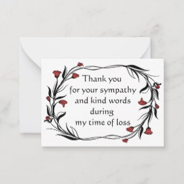 Carte de remerciements à feuilles noires à fleurs 