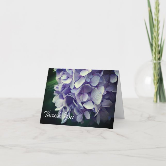 Carte de remerciements à fleurs bleu doux Hydrange (Devant)