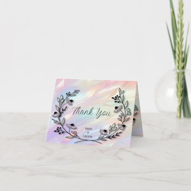 Carte de remerciements à fleurs minimal (Devant)