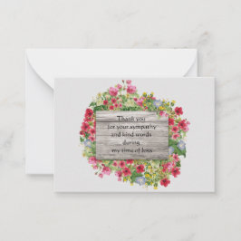 Carte de remerciements à fleurs rose