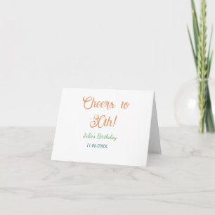 Carte De Remerciements À la 30e anniversaire nom date orange vert bleu