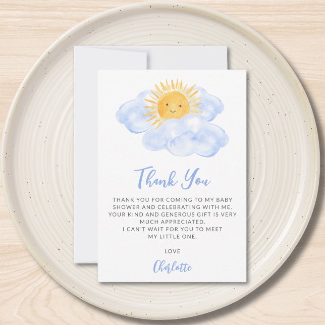 Carte De Remerciements A Little Ray Of Sunshine Boy's Baby Shower (Créateur téléchargé)