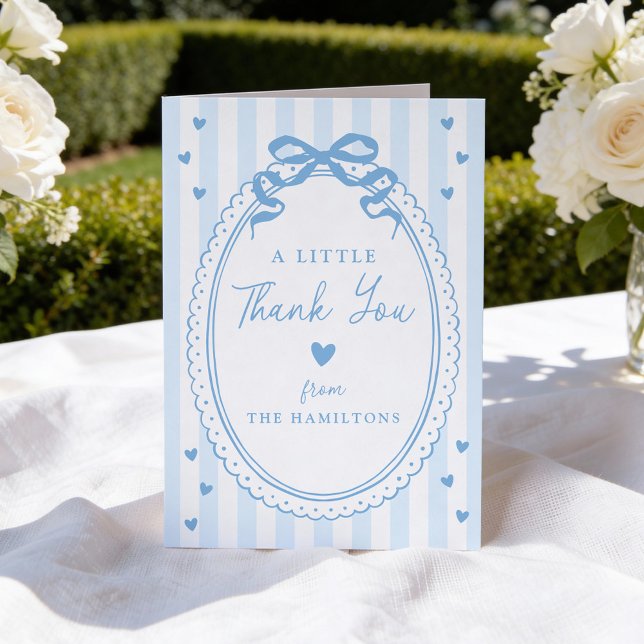 Carte De Remerciements A Little Sweetheart Blue Bow Baby Shower (Créateur téléchargé)