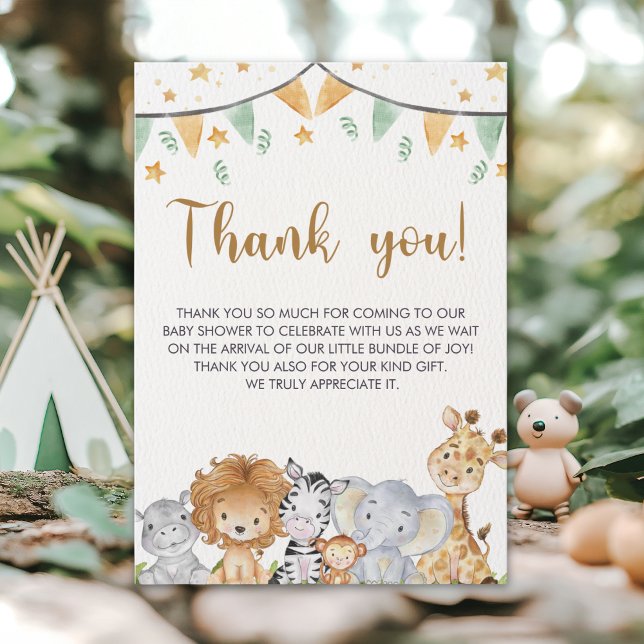 Carte De Remerciements A Little Wild One - Baby Shower Safari Animals (Créateur téléchargé)