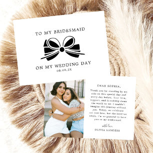 Carte De Remerciements À Ma Demoiselle D'Honneur Nœud Papillon Jour De Ma