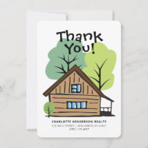 Carte de remerciements à main du client immobilier